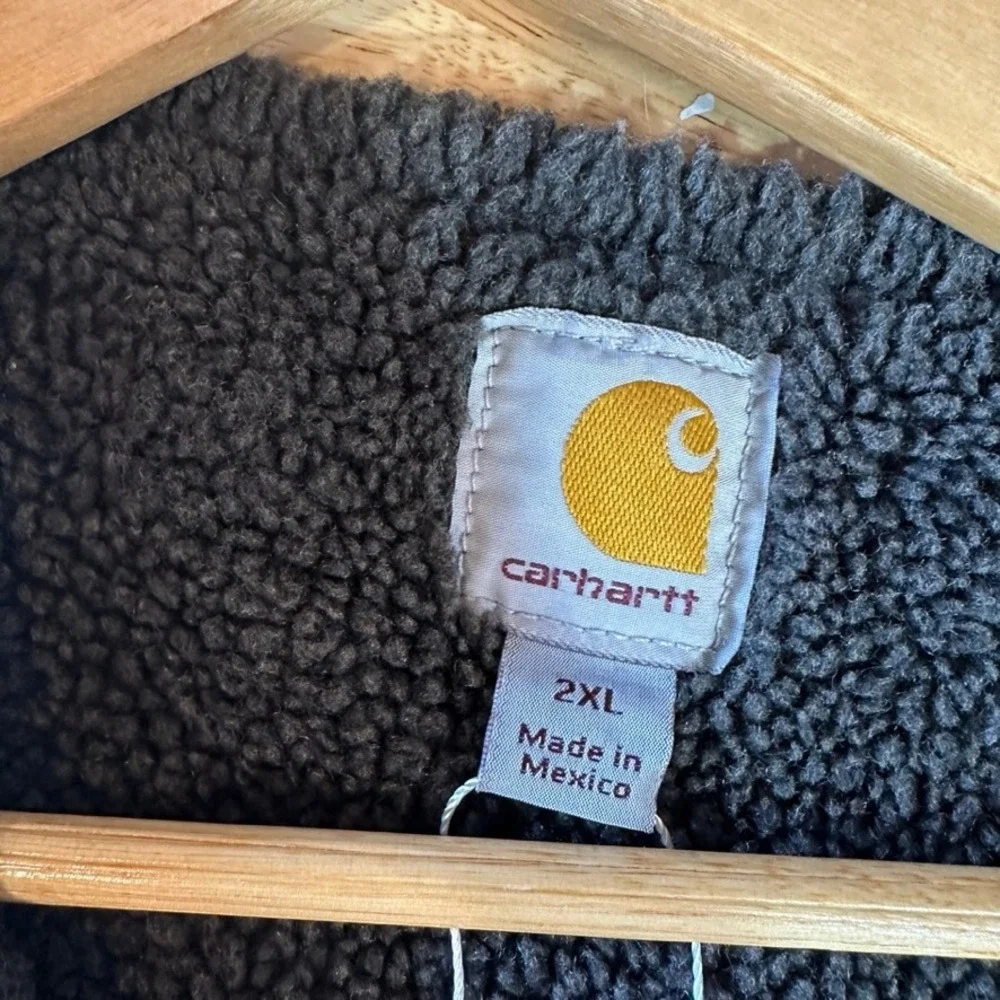 Carhartt V26 BLK Vest Mens 2XL Black Canvas Fleece Sherpa Lined Zip Relaxed
